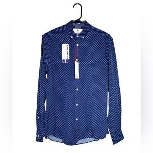 International Report Men’s Navy Stretch Long Sleeve Button Down Modern Fit Small